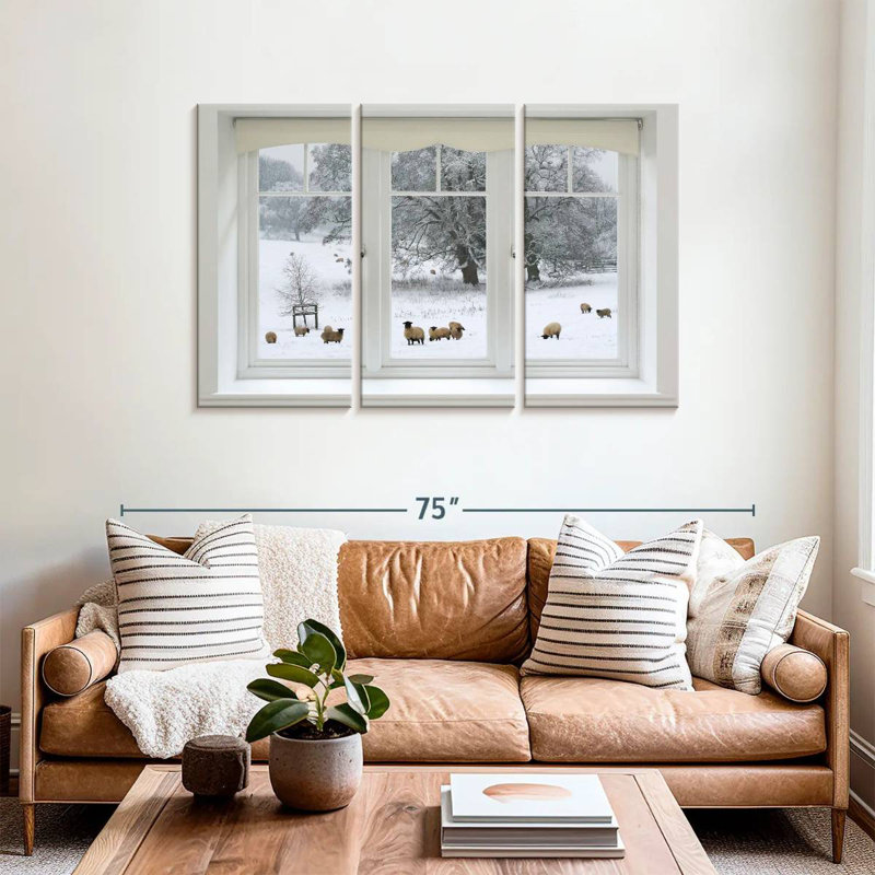 Lilie Winter Sheep Window View, 36" H x 57" W