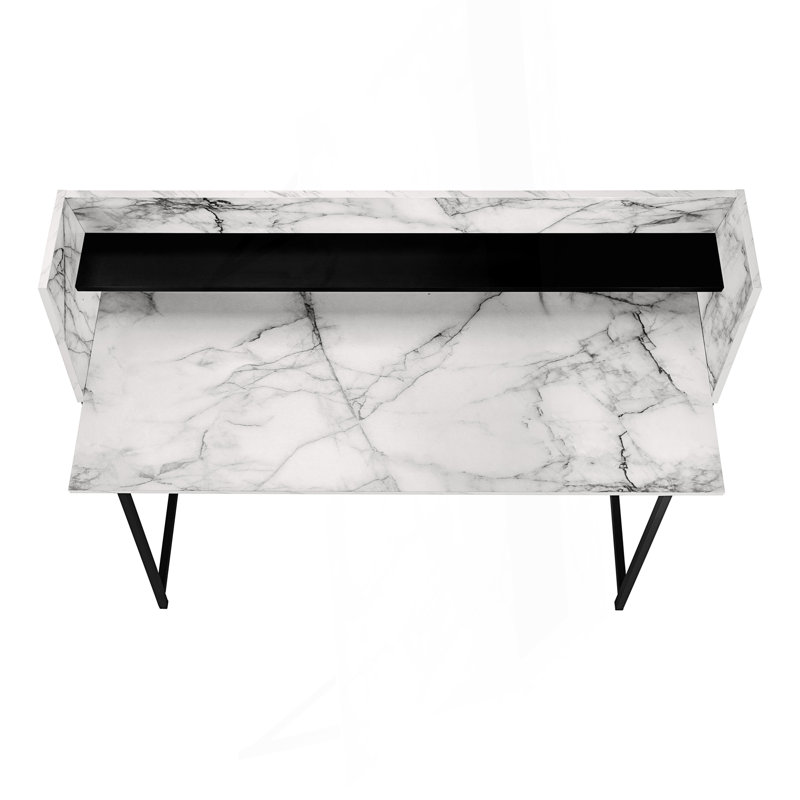 Bureau d'ordinateur aspect marbre, White/Black