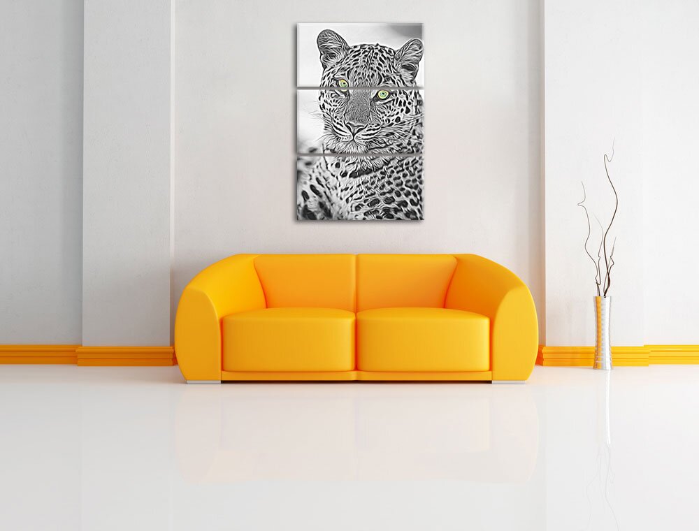 3-tlg. Leinwandbilder-Set Wunderschöner Leopard, Grafikdruck