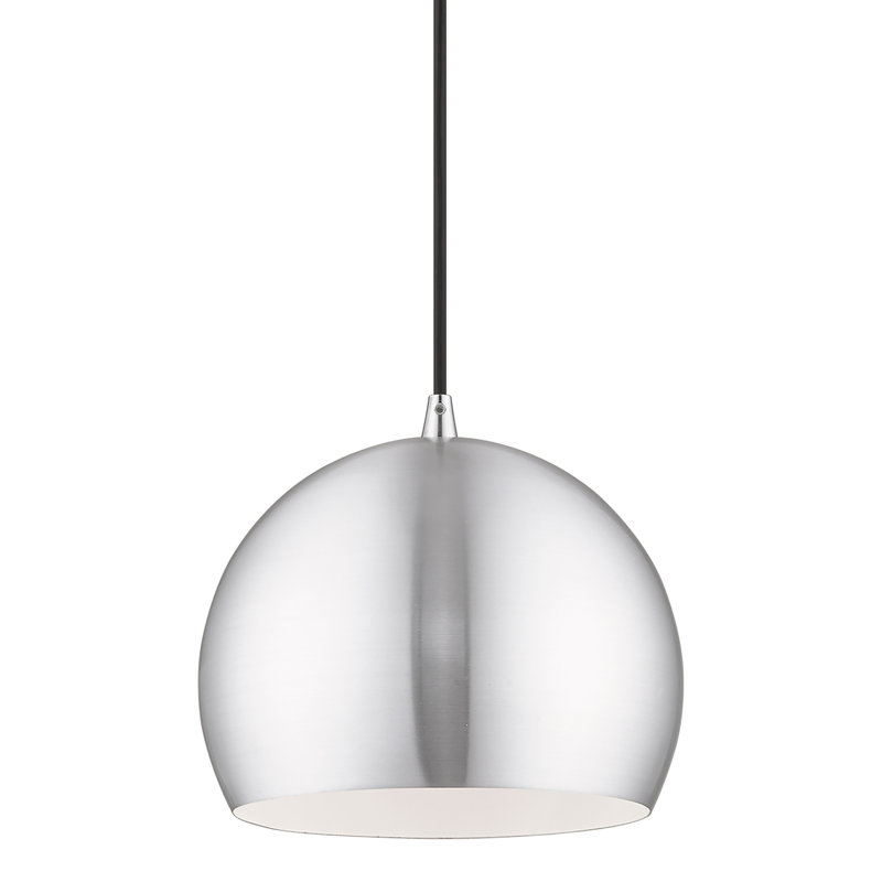 Luminaire suspendu en forme de dôme à 1 lumière Schultz, Aluminium brossé