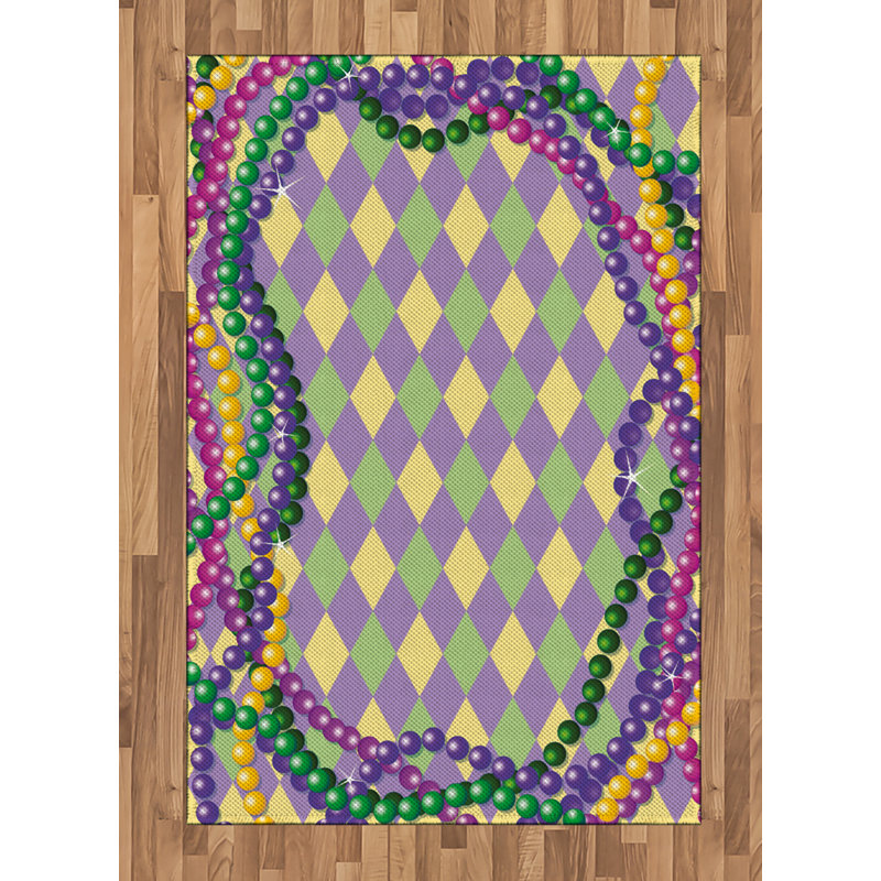 Tapis décoratif en fibres de polyester à haute densité Mardi Gras, Rectangle— 4 pi x 5 pi 8 po