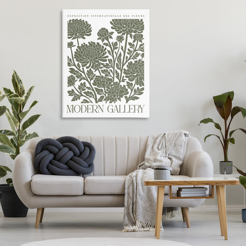 Art mural sur toile Moss Green Floral Gallery, par Lettred and Lined, H 48 po x l 36 po