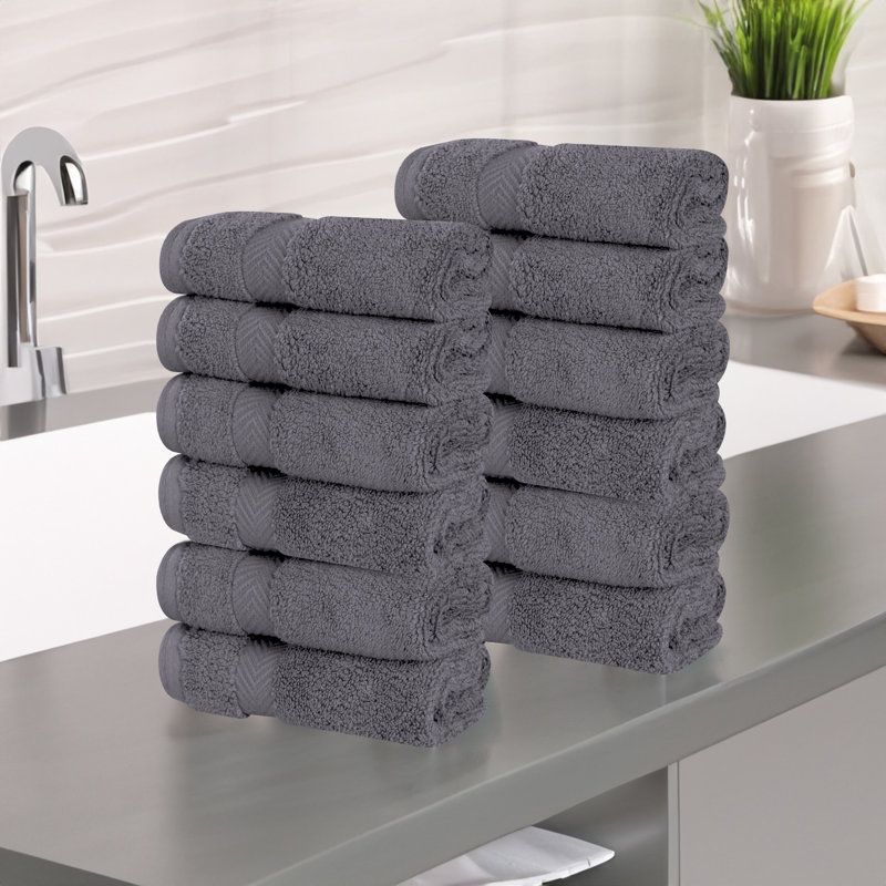 Débarbouillette à absorbant super doux à chevrons Salih Zero Twist, Gris