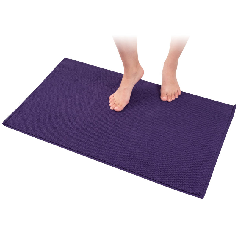 Chemung 100% Cotton Non-Slip Bath Rug, 34" L x 20" W, Purple