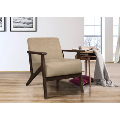 Chaise d'appoint moderne en brun, finition, velours brun uni, bois d'hévéa