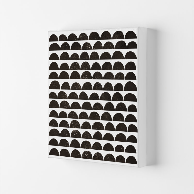 Half Moon Black Texture Original 1 Piece Wall Art, 42cm H x 29.7cm W x 4cm D, Oak Frame