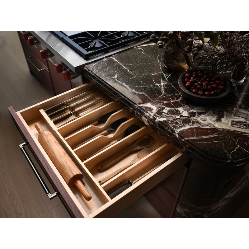 Wood Trim-to-Fit Utensil/Knife Block Drawer Insert Organizer