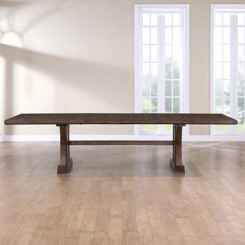 Auburn Dark Brown Rubber Wood Extendable Dining Table