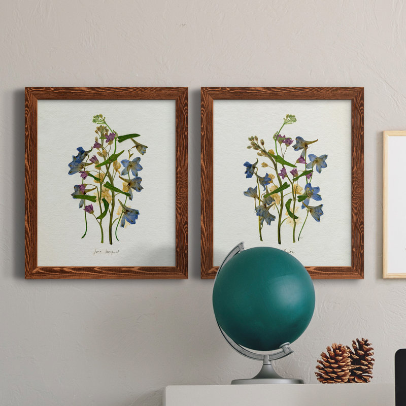 Pressed June Arrangement I - Ensemble de 2 peintures sur toile encadrées, H 20 po x l 34 po x P 1,5 po, Brun