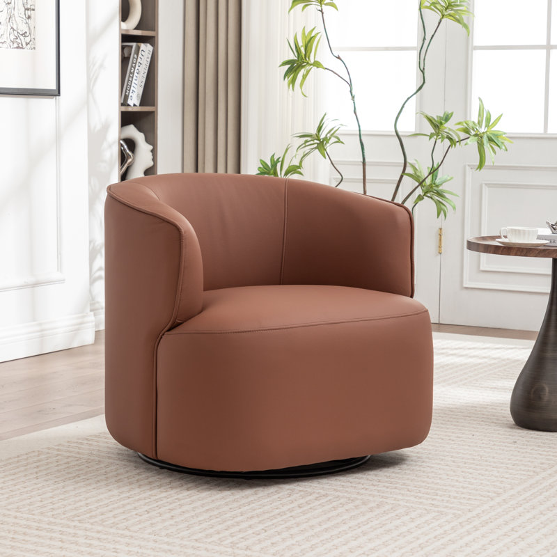 Fauteuil demi-tonneau pivotant de 32 po Tybias, Marron foncé