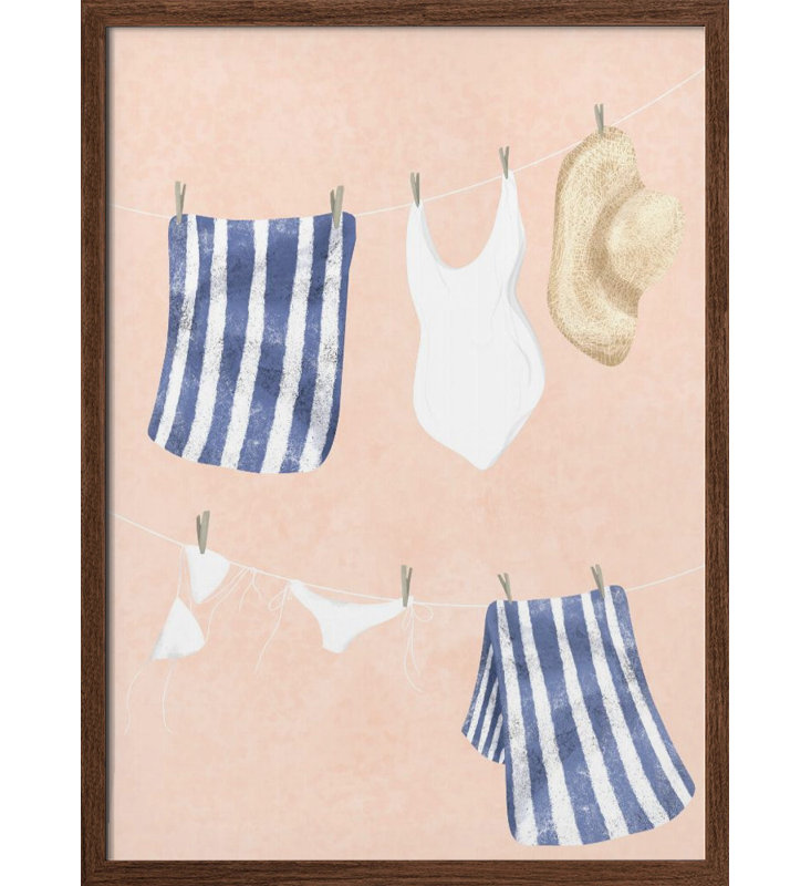 "Après la baignade", art mural texturé encadré, Noyer, H 14 po x l 10 po