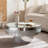 Round Coffee Table with Silver Mirror Crystal Edge Frame-153870615