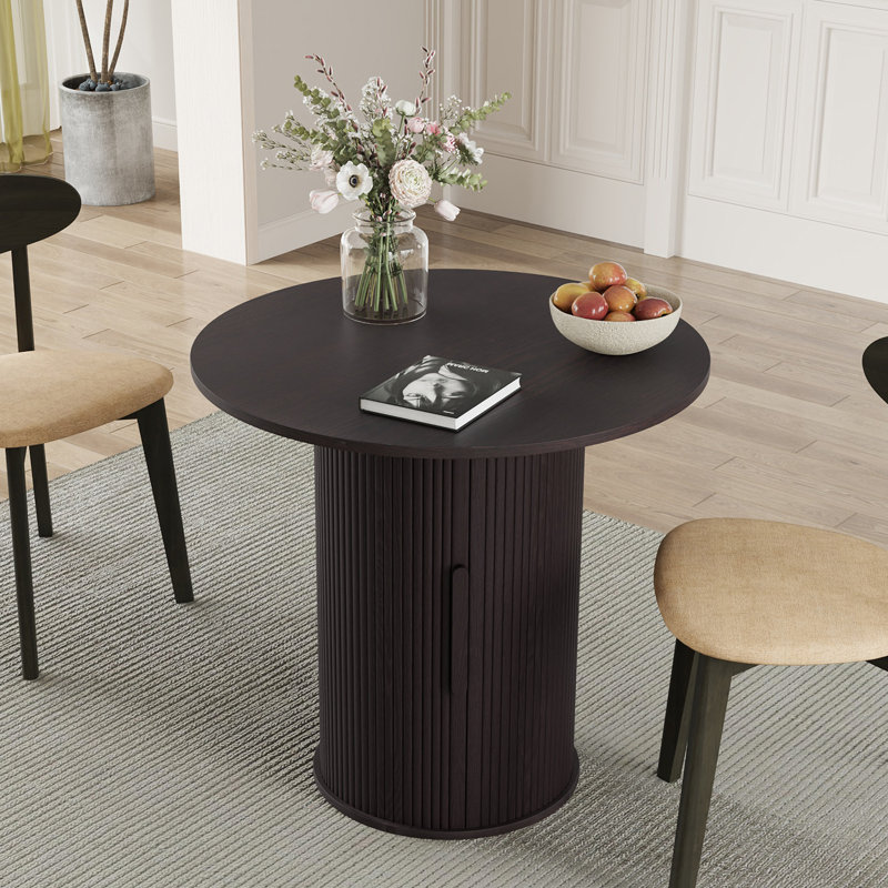 31.5'' Round Pedestal Dining Table, Antique Black