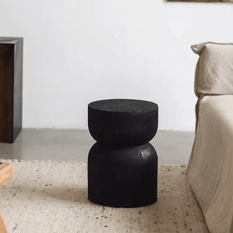 Tymara Solid Wood End Table, Black