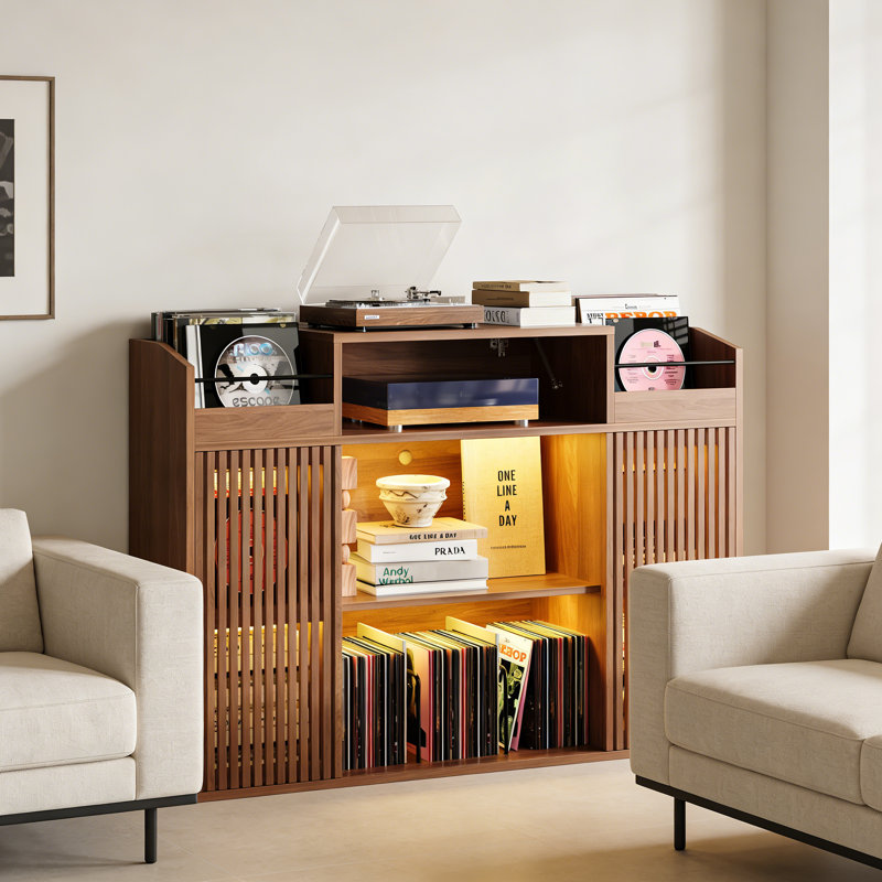 Support pour tourne-disque avec plus de 1500 disques vinyle