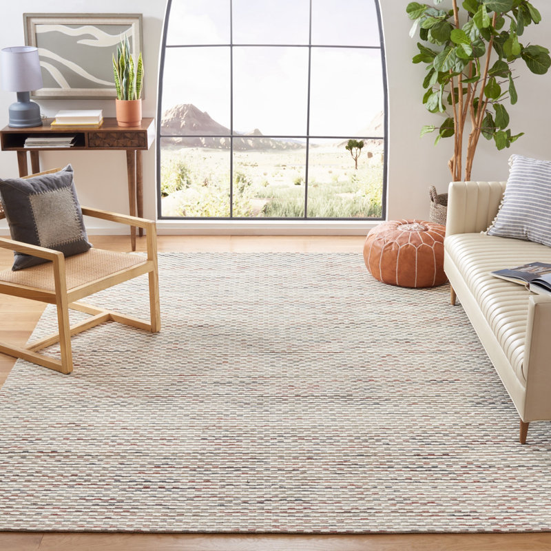 Laureldale Hand Woven Wool/Cotton Abstract Rug in Beige/Rust, Rectangle 9' x 12'
