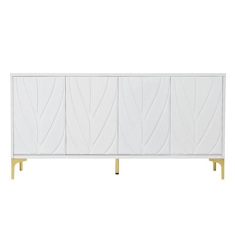 Buffet Creative à 4 portes sans poignées pour une salle à manger, salon, chambre à coucher, couloir (blanc), Blanc