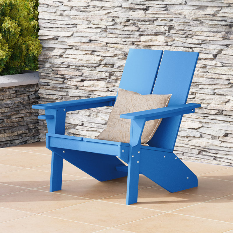 Chaise Adirondack en plastique résistante aux intempéries Lollis, Bleu pacifique