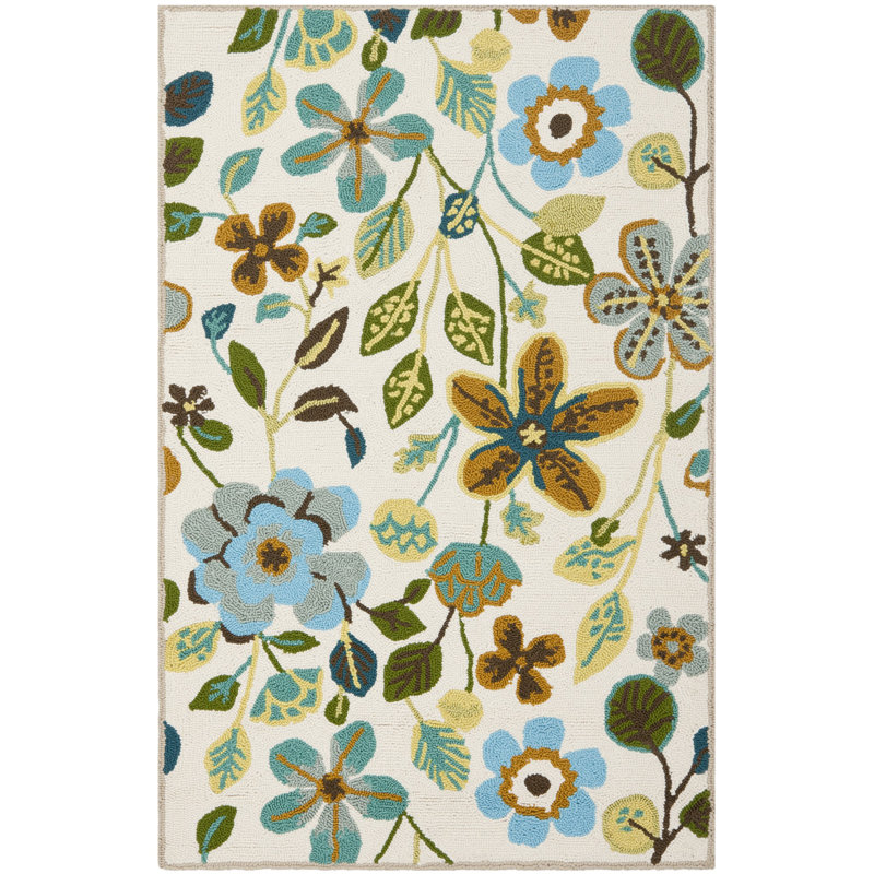 Aldridge Hand Hooked Performance Floral Rug, Rectangle 2'6" x 4'