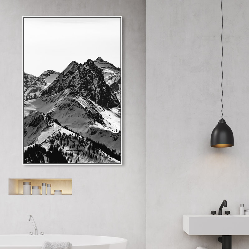 «Up The Mountain Snowy Mountains», impression sur toile, Cadre blanc, H 45 po x l 30 po