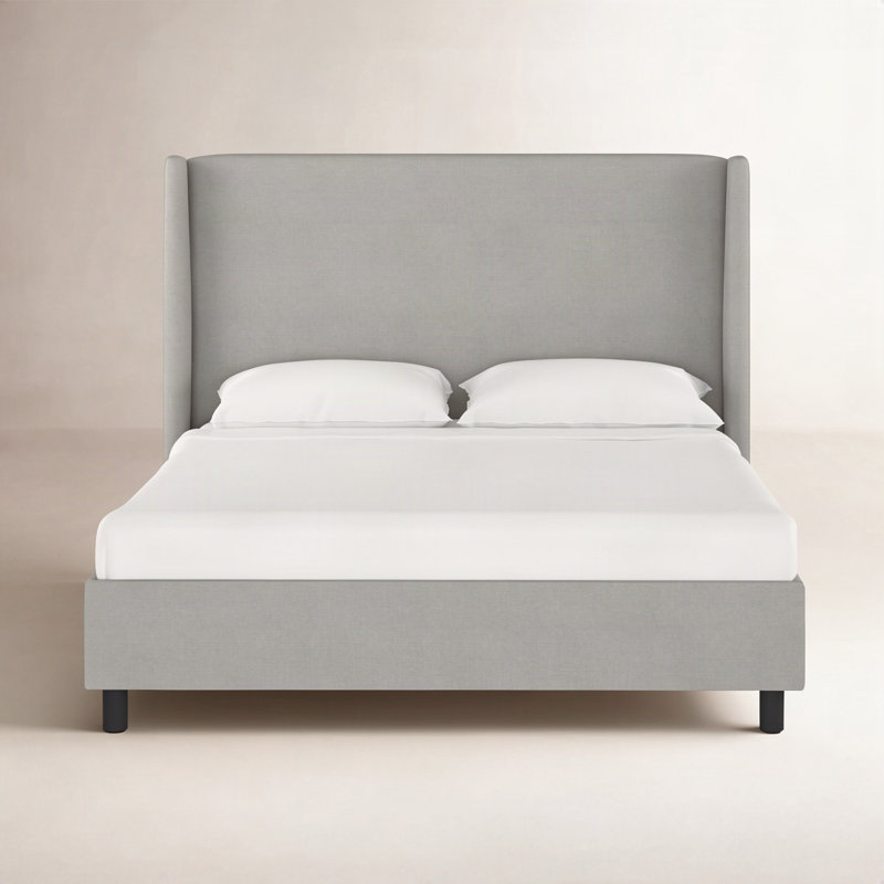Tilly Upholstered Low Profile Platform Bed, Classic Grey Linen, California King