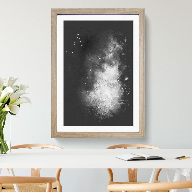 Moon Craters - Picture Frame Graphic Art Print, 45cm H x 33cm W x 2cm D, Oak Framed