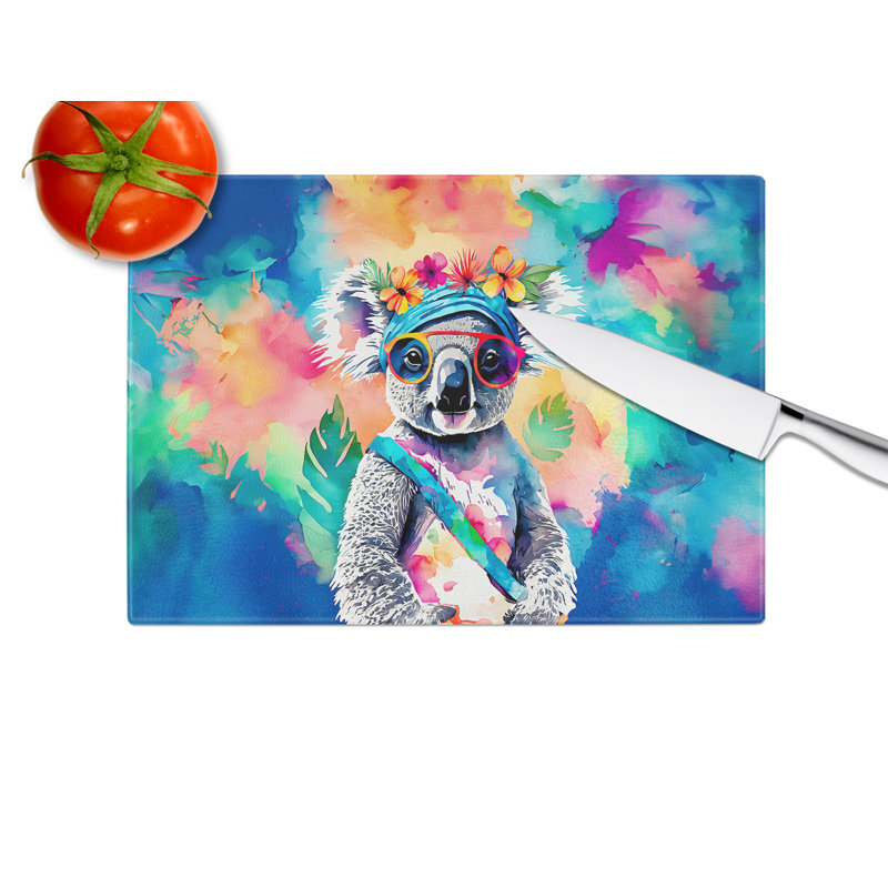Hippie Animal Koala Glass Cutting Board