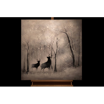 Hand -painted winter forest acrylic painting