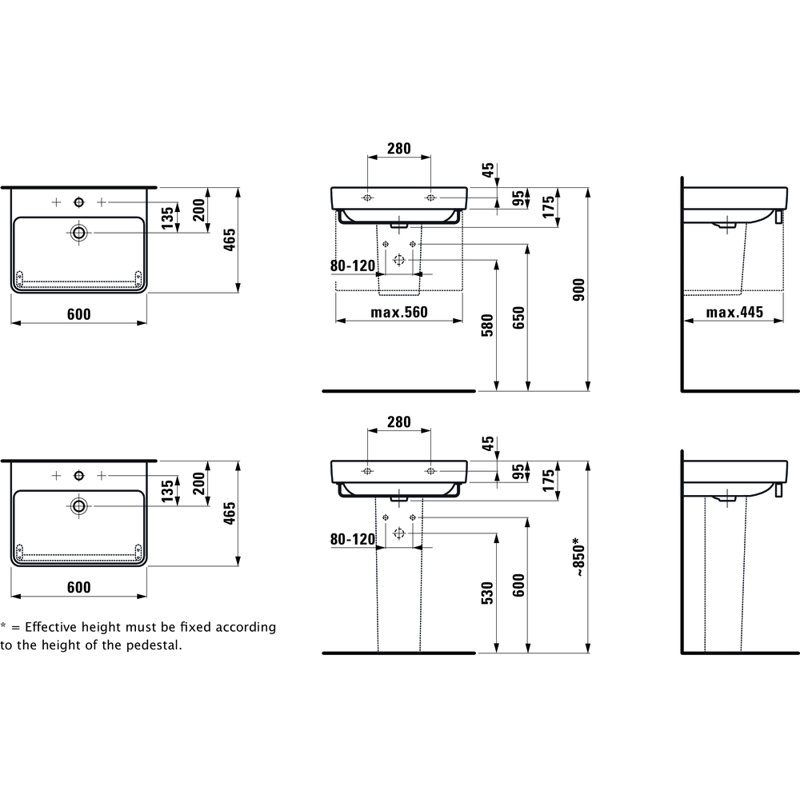 Laufen PRO S 23.62'' L Bathroom Sink, No Hole