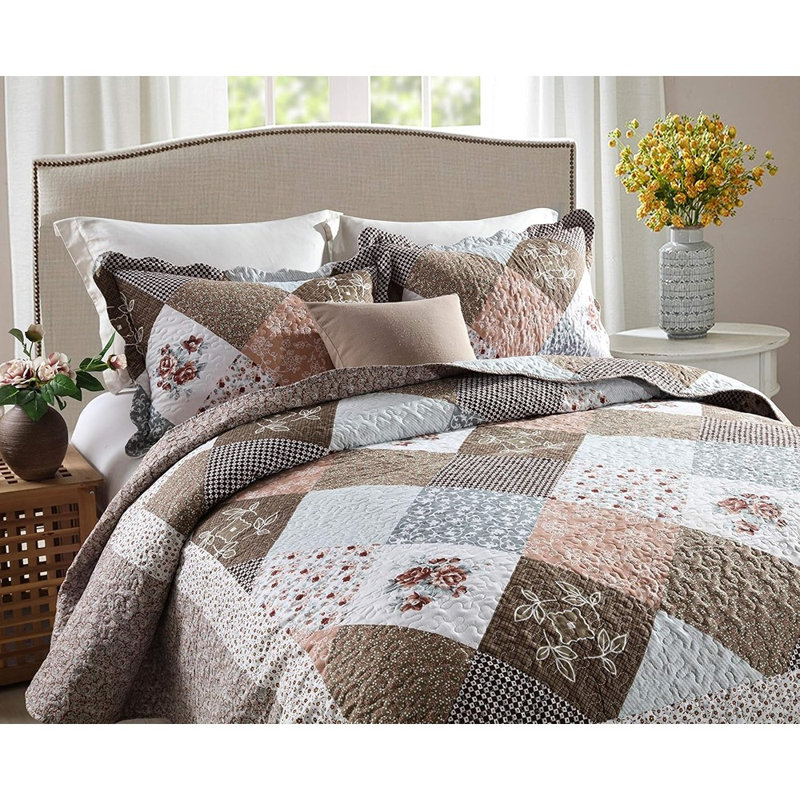 Ensemble de courtepointe pour grand lit 3 pièces avec taies décoratives assorties, literie surdimensionnée à couvre-lit souple réversible