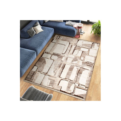Tapis décoratif moderne à motifs abstraits et tissés lavables à la machine