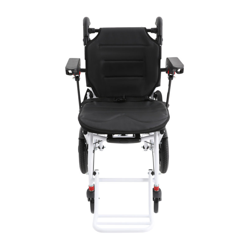 Fauteuil roulant pliable en acier au carbone, fauteuil de voyage léger avec double frein et poignée réglable pour adultes et aînés