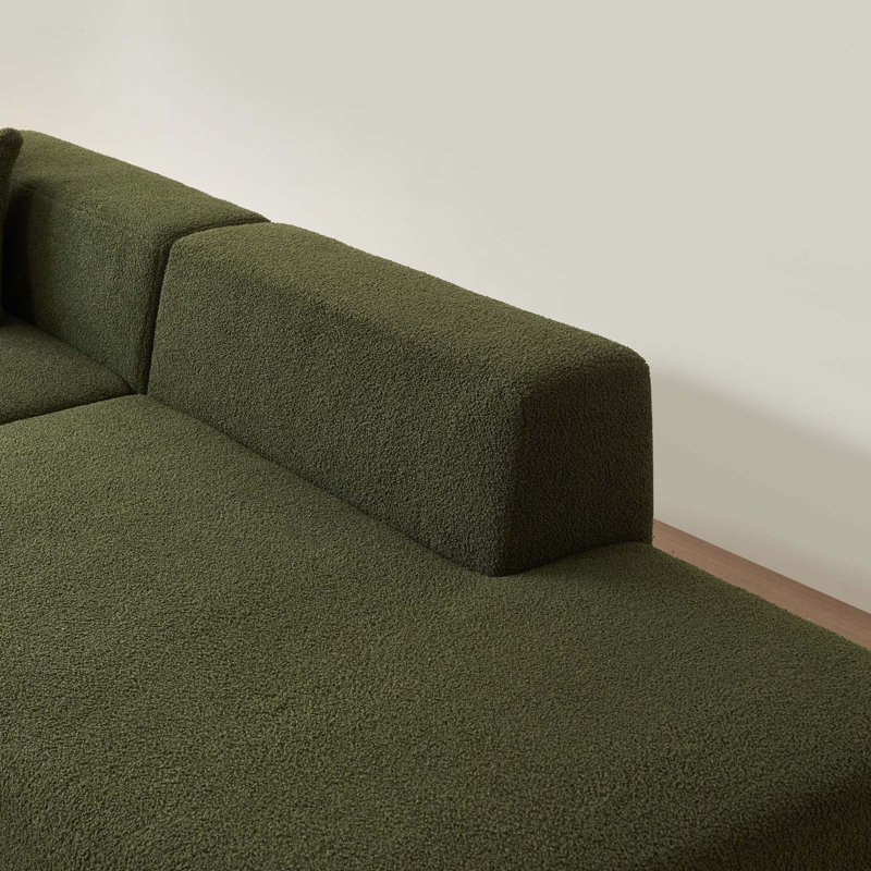 Boneless 105" L-Shape Modern Modular Sectional Sofa With Chaise, No Assembly Required Sectional Couch, Green Lamb Fabric