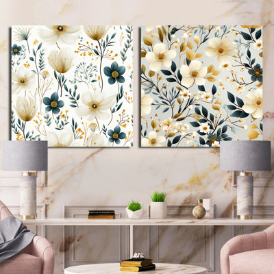 Francoise - Ensemble de 2 collages carrés floraux
