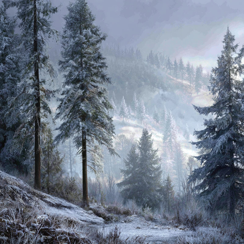 Art mural sur toile Frosted Woodland Trail, 20 po x 20 po