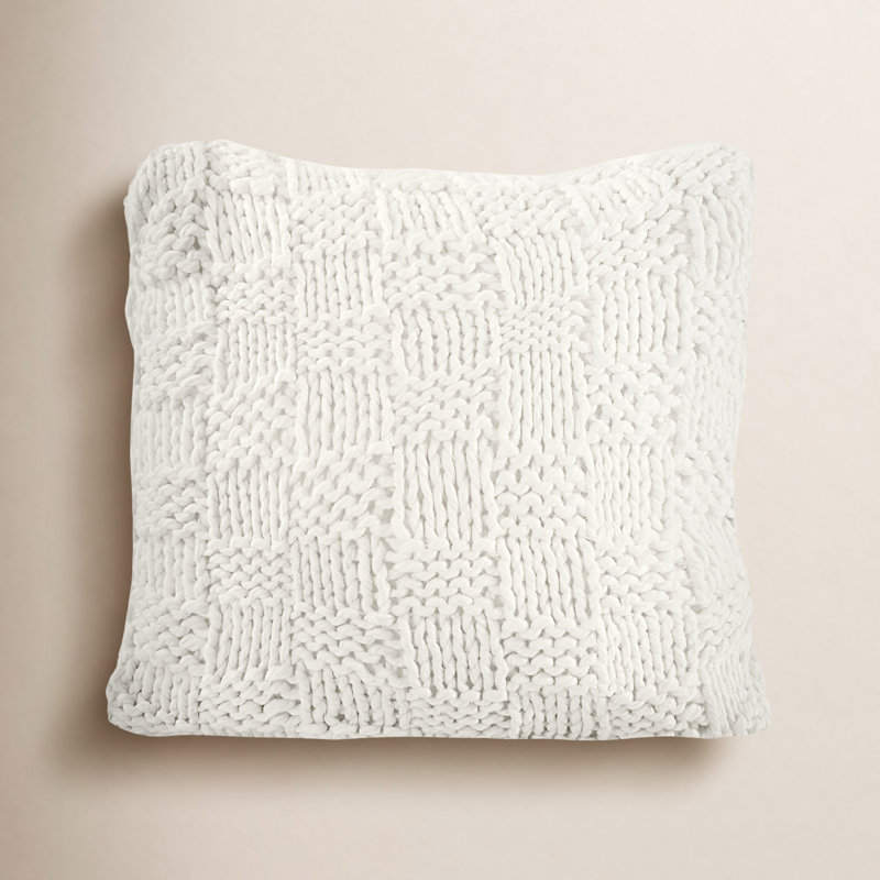 Coussin décoratif carré 27 x 27 pouces Taissa Chess, Naturel