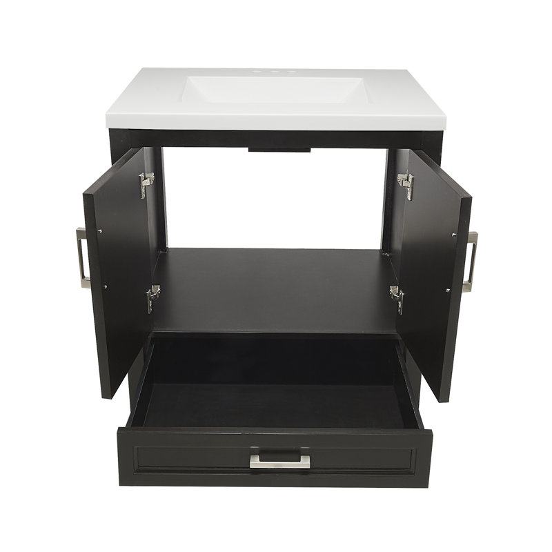 Ensemble de meuble-lavabo simple 37 po Aldino, Espresso, Blanc