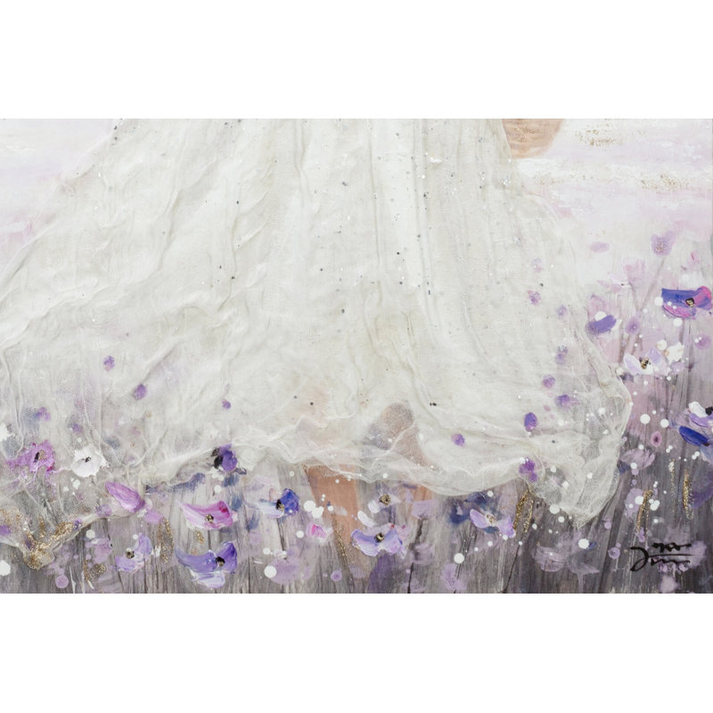 Hand -painted flower girl acrylic painting