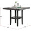 Table de salle à manger carrée classique avec finition grise et hauteur comptoir 5pc