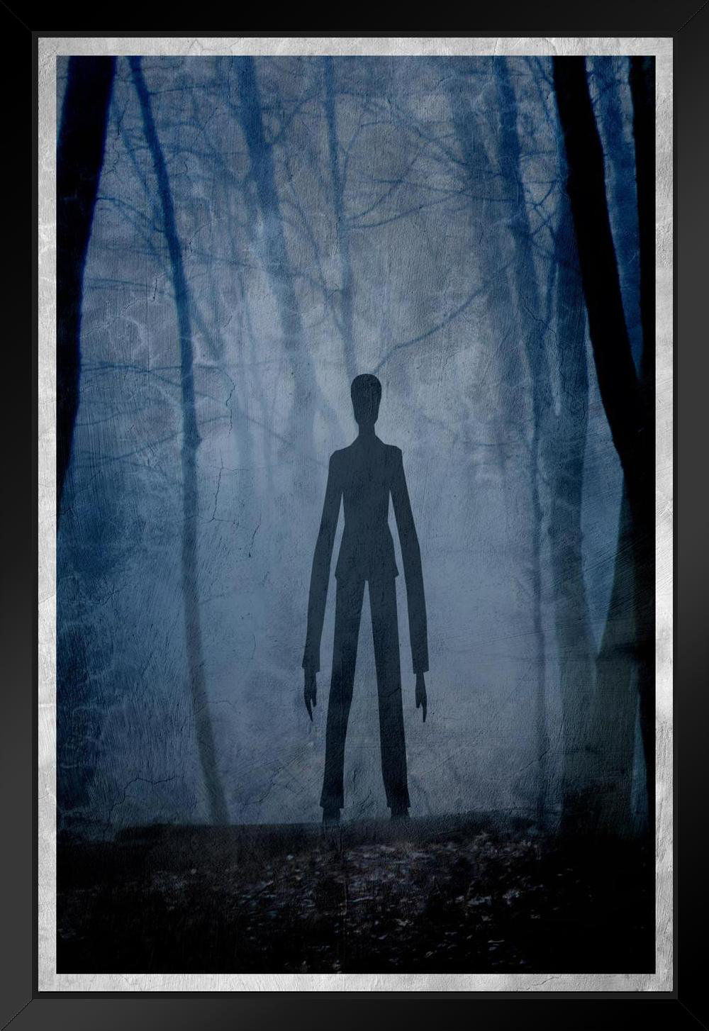 Slenderman Forest Creepy Painting Art Creepypasta Meme Spooky Scary  Halloween Decorations Matted Framed Art Wall Decor 20X26