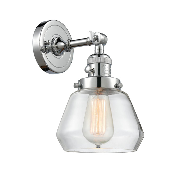 Applique murale à bras 1 lumière Chill, Chrome poli, Ampoule incandescente rétro de 60 watts, Transparent
