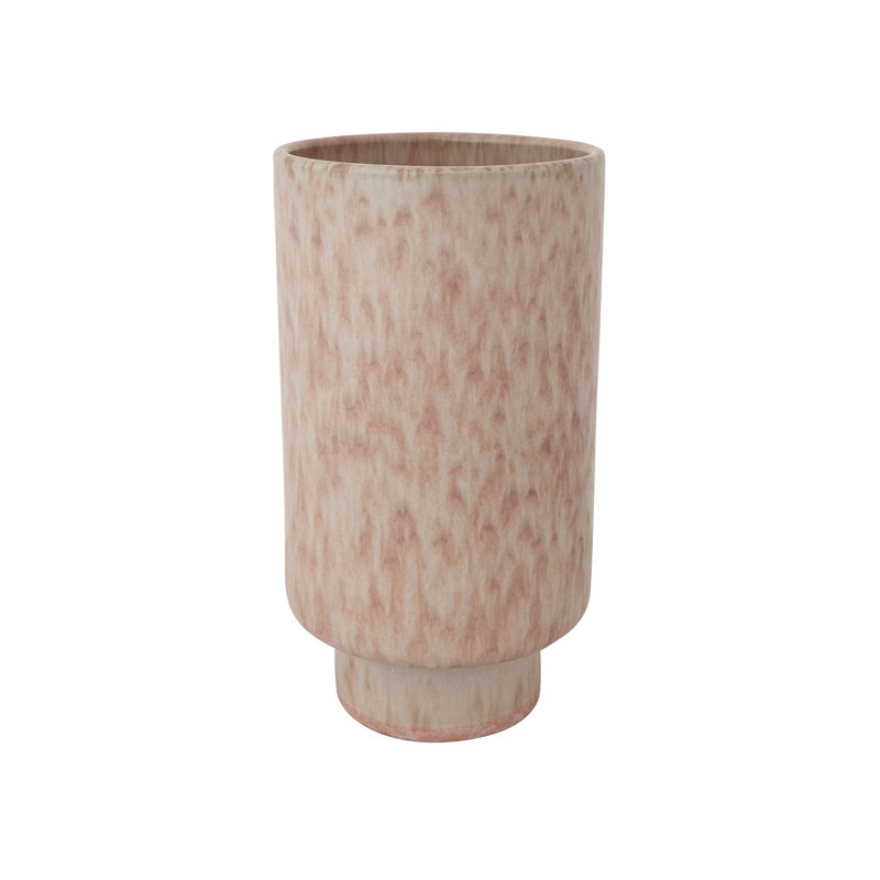 Stoneware Vase, Cream/Coral