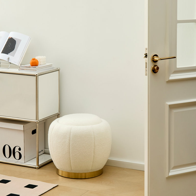 Upholstered Pouf, White