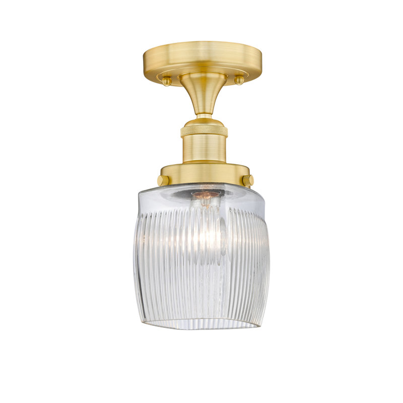 Keenan Glass Semi Flush Mount, Satin Gold
