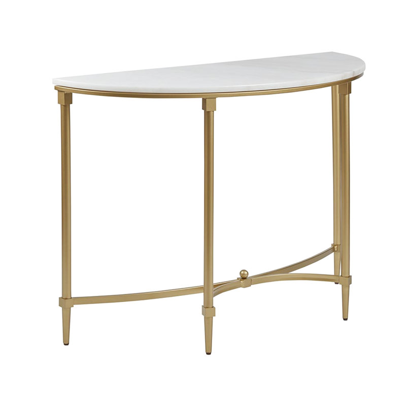 Table basse à plateau en marbre blanc avec pieds en métal doré - Décoration de salon glamour traditionnelle