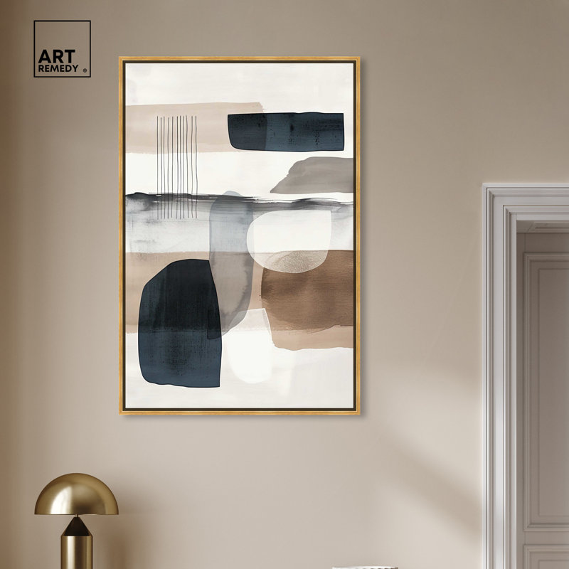 Gold Framed Abstract Shapes Canvas Wall Art, 31.5" x 21.5"