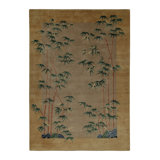 Rug & Kilim’S Chinese Style Art Deco Rug In Beige With Green And Blue Florals
