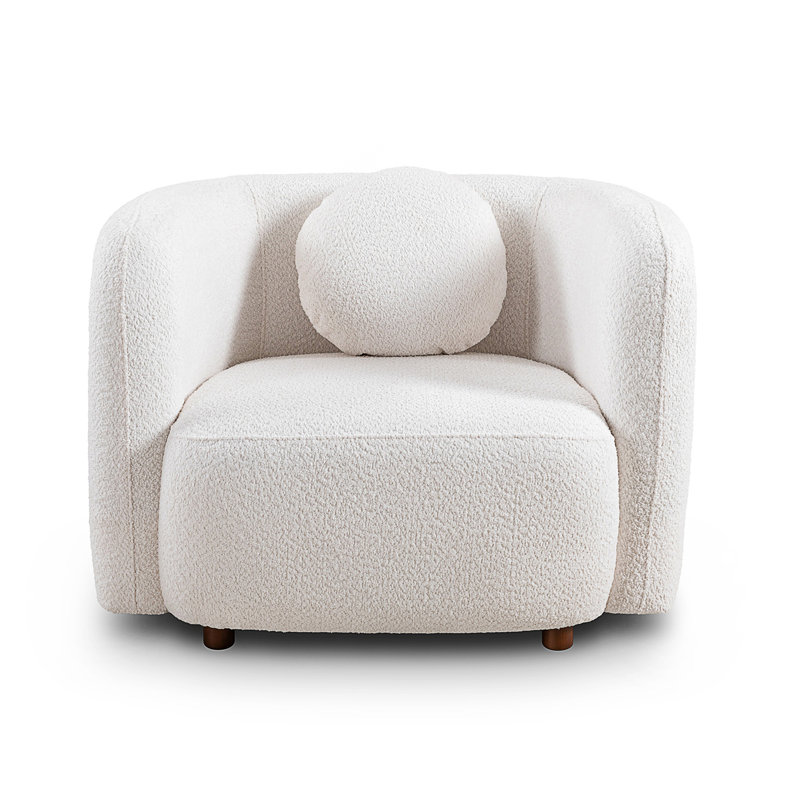 Canapé d'appoint minimaliste de style japonais avec un design ergonomique et un tissu bouclé confortable, parfait pour les espaces de vie modernes.