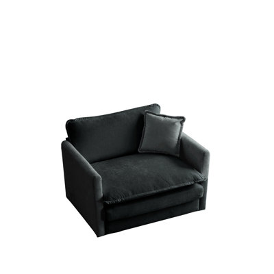 Fauteuil de salon en tissu de chenille gris - base en bois massif, rembourrage en éponge, design élégant pour la décoration de la chambre à coucher, revêtement doux,