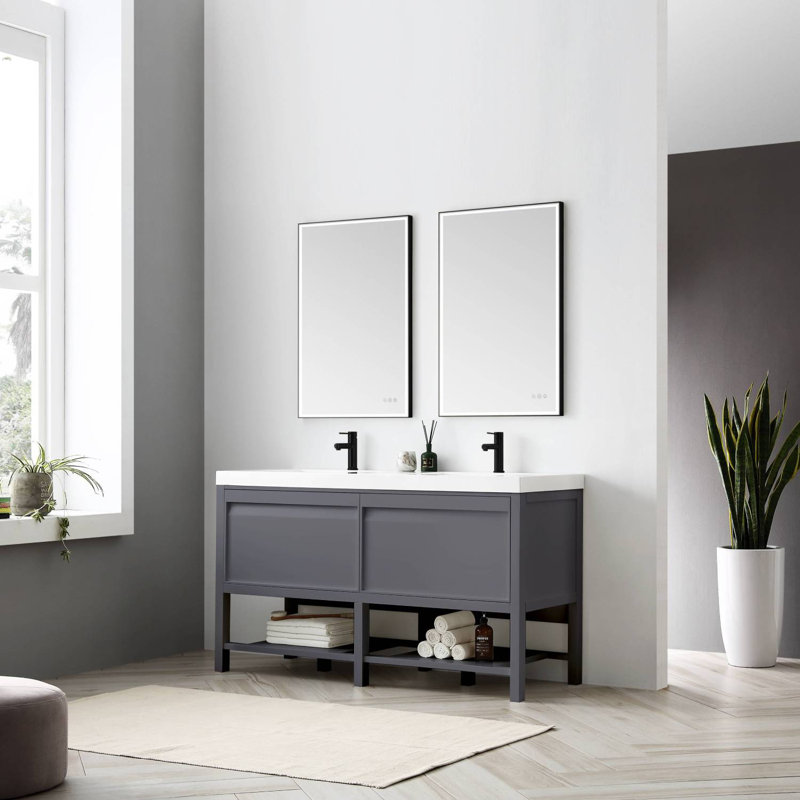 Robinet de salle de bain circulaire à un trou, Noir mat, Avec drain escamotable